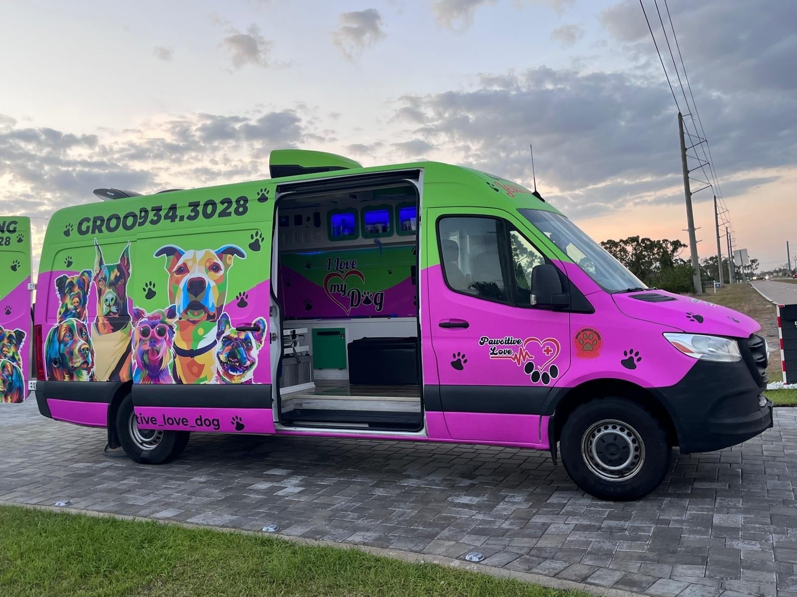 Pawsitive Love Dog mobile dog grooming van